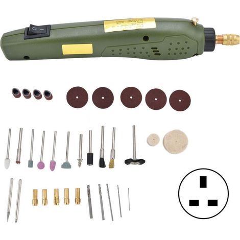 35-teiliger Kupfermotor für Mini-Niederspannungsbohr- und Polierzubehör für Metall, Stein und Glas, UK-Stecker (1/5)