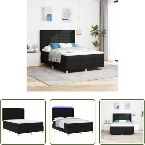 vidaXL Schlafzimmer - Boxspringbett mit Matratze Schwarz 140 x 200 cm Stoff (1/5)