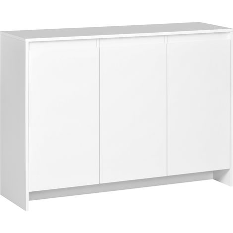 Aparador de cocina moderno mueble aparador con 3 puertas estantes ajustables y cierre suave soporte para televisores 120x35x85 cm blanco (1/5)