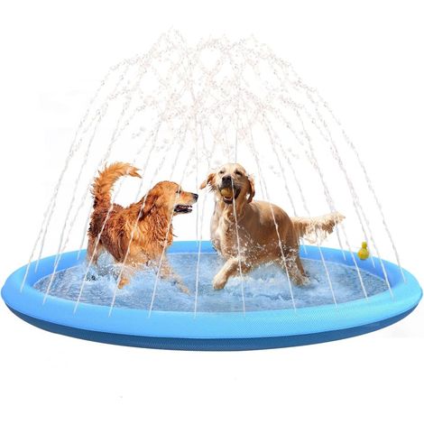 Alfombra de agua para perros, refrescante, con rociador, inflable, 170 cm