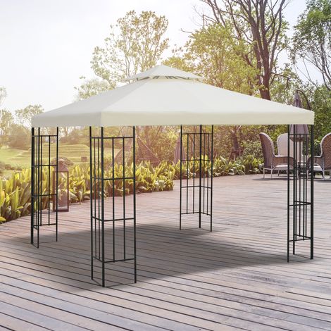 Tetto di ricambio Outsunny per gazebo da giardino, copertura di ricambio per padiglione, tenda a pergola, 3 x 3 m, crema