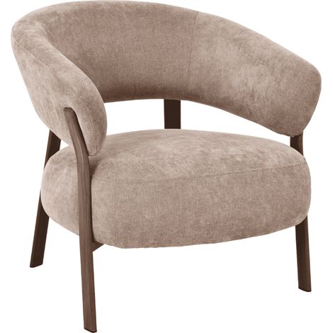 CALICOSY - Fauteuil en tissu beige et pieds métal effet noyer L78 cm - LIV (1/5)