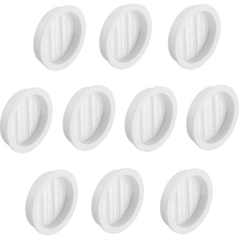 Grille d'aération ronde anti-insects 10 pièces Grille d'évacuation d'air blanc 44 mm Intérieur et extérieur BREATHE Rosette d'aireation fendue en plastique