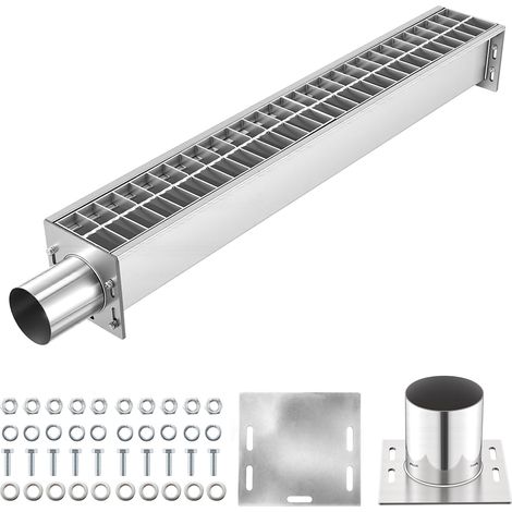 VEVOR Caniveau de Drainage Lineaire 1100x148x140 mm Grille Acier au Carbone, Caniveau Exterieur, Canal en Acier Inoxydable 304, Systeme Drainage pour Allee, Terrasse, Piscine, Jardin, Cour et Garage (1/5)