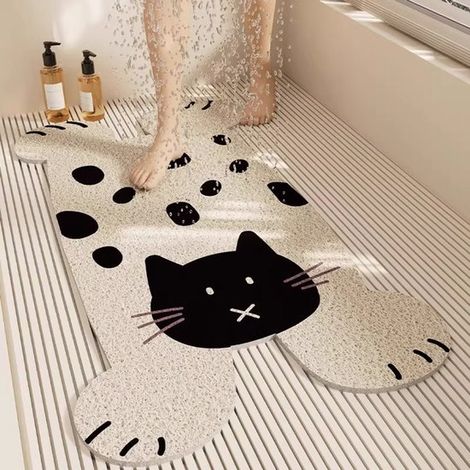 Tappetino assorbente da bagno con motivo a cartoni animati - gatto bianco (1/5)