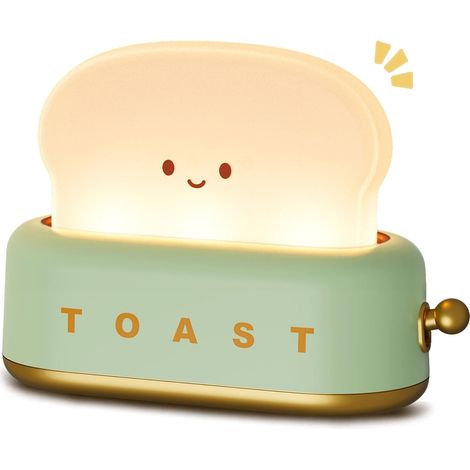 Veilleuse Toast Mignonne pour Filles, Décoration Kawaii Verte pour Chambre avec Luminosité Dimmable, Lampe LED Rechargeable pour l'allaitement, la lecture, l'apprentissage du sommeil - Adorable Lampe