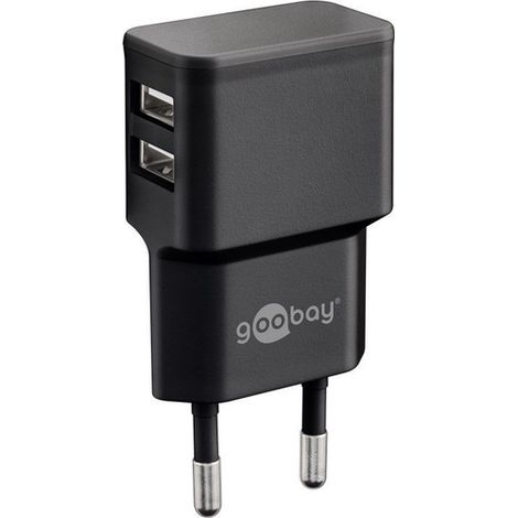 Goobay Adaptateur USB Type A 4 broches Prise européenne (alimentation CEE 7/16) Noir 12 Watts