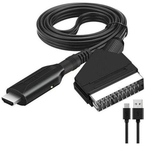 Câble péritel vers HDMI-Adaptateur péritel vers HDMI-Convertisseur audio vidéo péritel tout en un vers HDMI 1080p/720p (1/4)