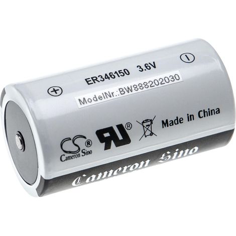 vhbw Lithium ER34615 Round Cell Battery - Primary Battery (19000mAh, 3.6V, Li-SOCl2) (1/2)