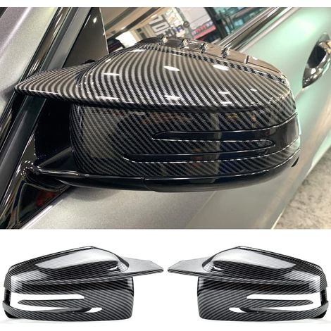 Calotte per specchietti laterali compatibili con Mercedes Benz Classe W176 W246 W212 W204 C117 X156 X204 W221 C218 ABCES CLA GLA GLK, colore nero (fibra di carbonio).
