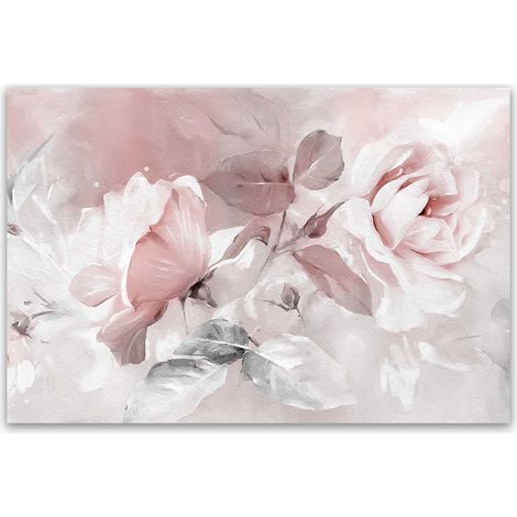 Tableau floral rose en aquarelle douce (1/5)