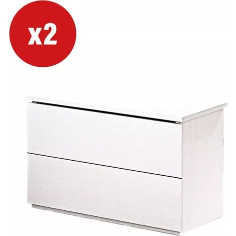 set 2 comodini "giotto" 2 cassetti bianco fiammato 49x38x41 cm (1/2)