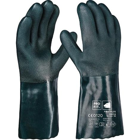 Gant protection ctre produits chimiques Pirat taille 10 vert PVC EN 388. EN ISO (Par 12) (1/4)