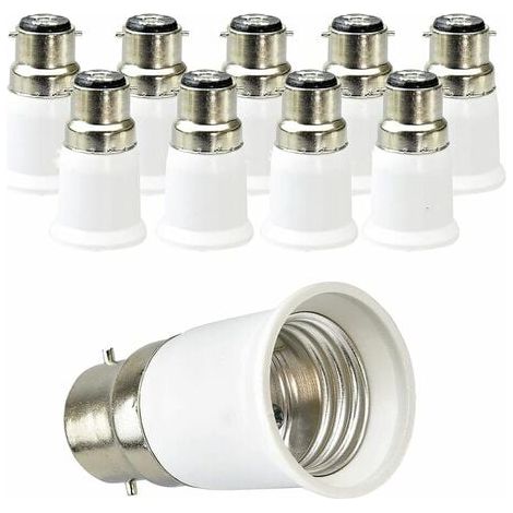 Adaptador de casquillo de rosca E27 a bayoneta B22 resistente a altas temperaturas, material PBT blanco, 10 unidades (1/5)