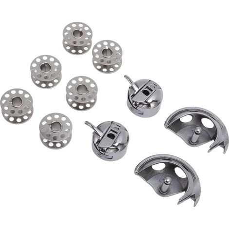Canillas, caja de canillas, gancho de lanzadera, kit de repuestos y accesorios para máquinas de coser domésticas antiguas.