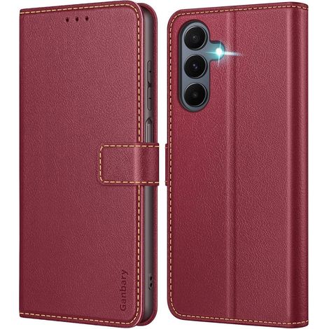 Handyhülle A16 4G 5G Leder Magnetverschluss Samsung Galaxy A16 Weinrot (1/5)