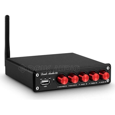 Amplificateur audio stéréo Bluetooth 5.0 2.1 canaux Mini amplificateur Hi-Fi Classe D avec 50 W x 2 + 100 W pour la maison et l'extérieur Haut-parleur passif et caisson de basses actif (1/5)