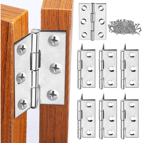200 Stück Edelstahl-Möbelscharniere, 44 x 32 x 1 mm, rostfreie Möbelscharniere, robuste Dicke, Edelstahlscharniere mit Schrauben für Kasten, Fenster, Schrank, Schublade, Kleiderschrank, Tür (1/5)