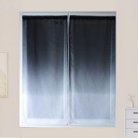 Paire de voilage en étamine imprimée dégradée Gris clair 60x 135 cm