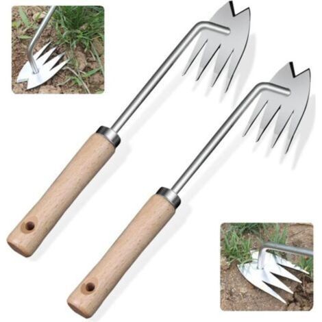 Lot de 2 Désherbeur À Main Outils,Outil de Désherbage Manuel,Inoxydable Extracteur de Mauvaises,Extracteur de Désherbage pour Jardin,Outil de Arrache Mauvaise Herbe,Désherbage en Acier Inoxyd (1/4)