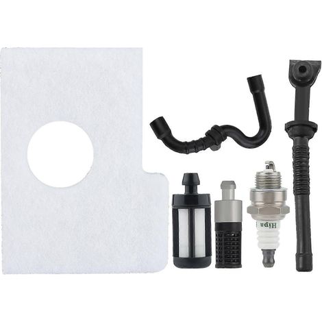 Kit d'entretien Bluezoo MS170 MS180 (remplace les modèles Stihl MS180C, MS 170, MS 180, 017 et 018) : filtre à air, durite d'essence, bougie d'allumage, filtre à huile et à essence. (1/5)