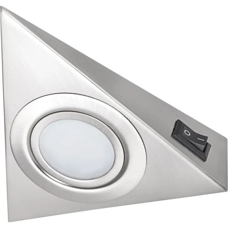 faretto triangolare lampada sottopensile spot G4 cromo opaco con interruttore