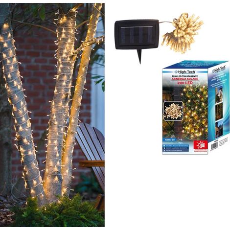 FILO LED TRASPARENTE A ENERGIA SOLARE DA 200 LED 20 MT