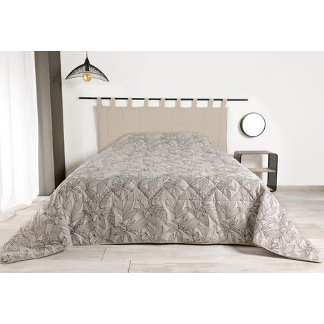 Jeté de lit aux feuilles stylisées Beige 240x260 cm (1/3)