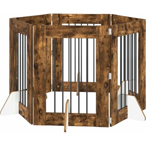 Hundetor mit Ständern 6 pcs Geräucherte Eiche 60 x 80 cm vidaXL