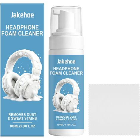 Le nettoyant mousse pour casque audio JAKEHOE nettoie et élimine en douceur la poussière, la transpiration et les taches. Facile à utiliser. 100 ml x 1, avec 1 lingette. (1/5)