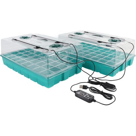 Bac propagation germoir kit mini-serre avec 4 tubes lampe croissance connecteur USB plateaux germination 40 alvéoles par plateau 3 modes éclairage (1/5)