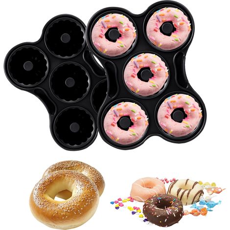 Lot de 2 Moules à Donuts pour Friteuse à Air Chaud, Forme de Silicone Donuts Pan de Cuisson Air Fryer Accessoires, Reusable, pour Ninja DZ201, DZ302, DZ401, DZ550, SL201, SL400, SL401 (1/5)
