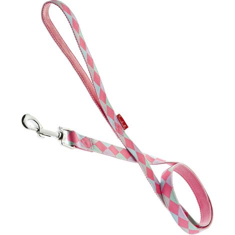 Spessore 2,5 cm Guinzaglio: Guinzaglio per cani nylon imbottito in neoprene rombi rosa (1/2)