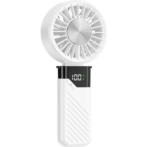 Mini ventilatore portatile, ventilatore portatile silenzioso ricaricabile tramite USB con 5 velocità, piccolo ventilatore tascabile pieghevole, ventilatore portatile per ufficio e uso esterno (bianco)