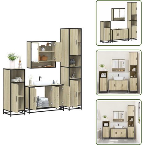 vidaXL Ensemble de meubles de salle de bain 4 pcs chêne sonoma
