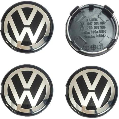 Jantes Embellisseur Compatible Volkswagen 62 mm (Lot de 4) - Garnitures de Roue Noires, Accessoires Auto Extérieurs (1/2)