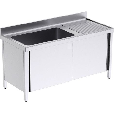 Plonge Inox avec Bâti et Portes 1 Bac à Gauche Gamme 700 - Distform