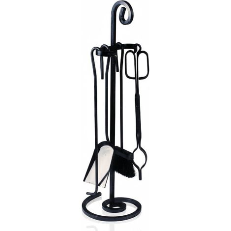 Ensemble d'accessoires de cheminée en fer forgé noir 72 cm  Outils de nettoyage pour poêles et cheminées (1/5)