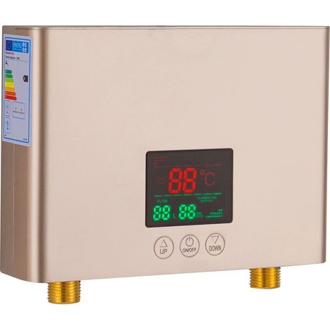 HAUTOUR Chauffe-Eau Électrique Instantané 3000W Mini Chauffe-Eau Mural LED, Distributeur Eau Chaude Sans Réservoir IPX4 Écran LED Avec Télécommande AAA, Pour Cuisine Salle De Bain Camping-Car Garage (1/5)