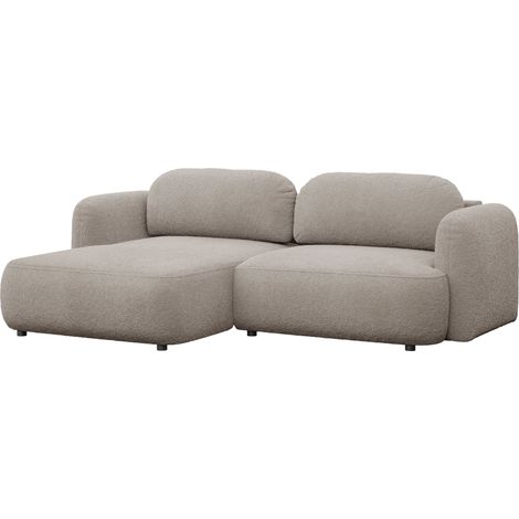 Selsey Tvoya – Ecksofa mit Schlaffunktion, Ottomane links, Bouclé Beigegrau
