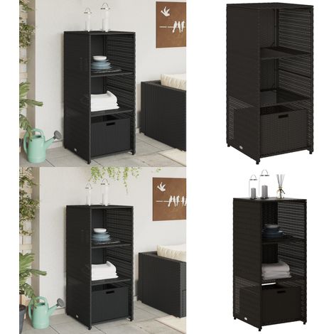 Armoire de rangement de jardin noir 50x55x115 cm résine tressée - Meuble De Jardin - Coffre De Jardin - Rangement Exterieur - Armoire De Jardin - Résine Tressée - Home & Living