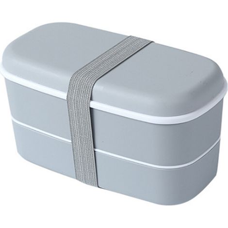 Lunchbox mit zwei Fächern, mikrowellengeeignet und auslaufsicher (grau).