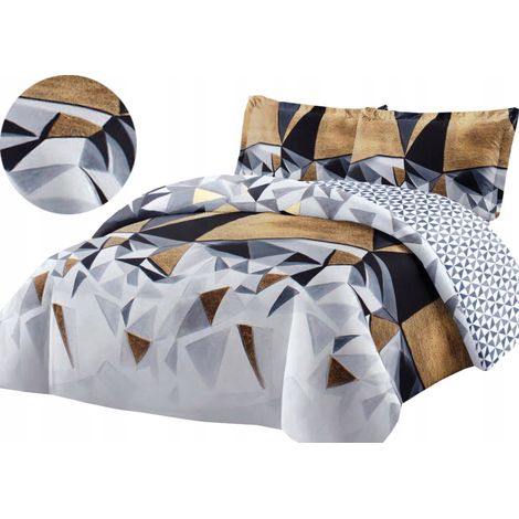 Set di biancheria da letto in flanella 200x220 cm + 2 federe 70x80 cm con cerniera, fantasia geometrica (1/5)