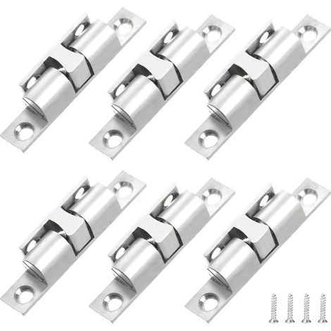 6 pièces Rouleau à billes en Laiton Loquet de Porte à Rouleaux Doubles Laiton Double Loqueteau à Billes avec Vis pour Placard Meubles Porte Armoire Loquet Serrure de Portiere(Argent) (1/5)