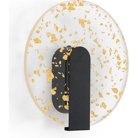 Applique murale intérieure LED 20 x 20 cm, design rond décoratif, 5W 500 lm, blanc froid, salon chambre couloir, doré (1/5)