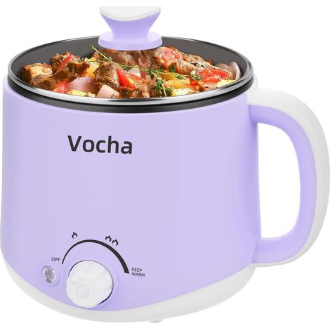Multicuiseur électrique avec Fonction de Maintien au Chaud, Cuisinière de Voyage Portable de 1,6 L, Marmite électrique en Antiadhésif pour Potée, Soupe, Pâtes, Nouilles (A(violet)) (1/5)