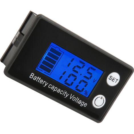 Indicateur de tension de batterie LCD à 2 fils avec pourcentage de charge pour batterie lithium-plomb-acide 768 V (rétroéclairage numérique bleu) (1/5)