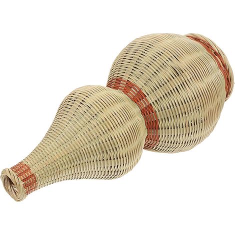 Vase à fleurs en bambou tressé à la main, assorti à un grand panier tressé kaki. (1/5)