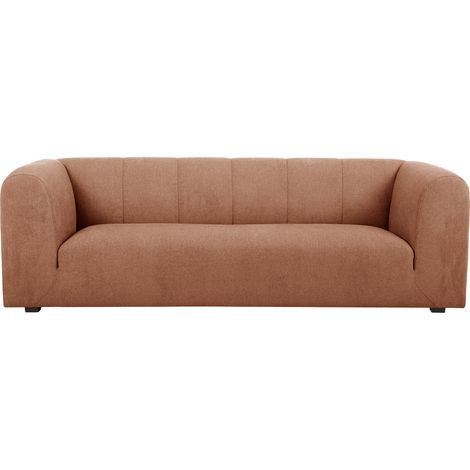 Divano design in tessuto effetto velluto color terracotta 3-4 posti OLIVEIRO