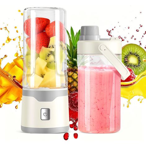 Mixeur Portable Rechargeable, Mini Blender Smoothie 450ml, Blender Smoothie Portable pour Jus, Shakes et Compotes, Mixeur Blender Multifonction pour Maison, Bureau et Voyage (Blanc) (1/5)